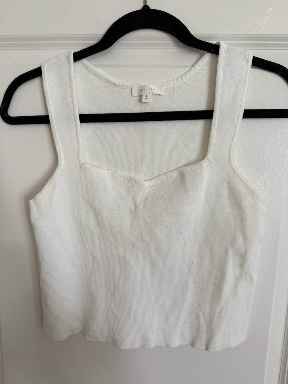 All Row White Tank Top